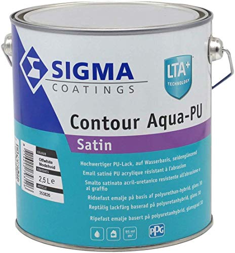 Sigma Contour Aqua Pu Satin - Vernice Poliuretanica Per Interni Da 1 L, Colore: Bianco