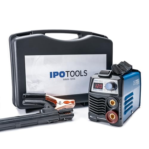 Ipotools Mma-120S - Saldatrice A Elettrodi 120 A, Mini Saldatrice Elettrica, Mma/E, Con Display Lcd, Anti-Stick, 230 V, 7 Anni Di Garanzia