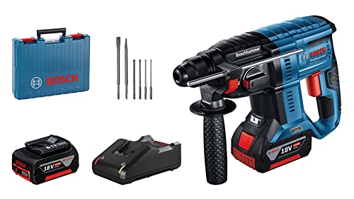 Bosch Professional 18V System Martello Perf.A Batt. Gbh 18V-21 (Potenza Colpo Max. 2 J, 2 Batt. Gba 18V 5.0Ah, Caricabatt. Gal 18V-40,Set Foratura E S