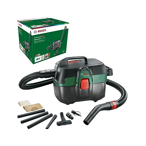 Bosch Home And Garden 06033E1000 Bosch Aspiratore A Umido E A Secco Advancedvac 18V-8 (Senza Batteria, Sistema 18 Volt, Set Di Accessori Incluso, In C