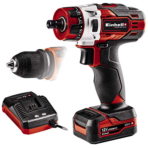 Einhell Trapano Avvitatore A Batteria Te-Cd 12/1 X-Li, 1X2,0 Ah, Li-Ion, Cambio A 2 Velocità, Mandrino Trapano Smontabile, Elettronica Della Velocità,