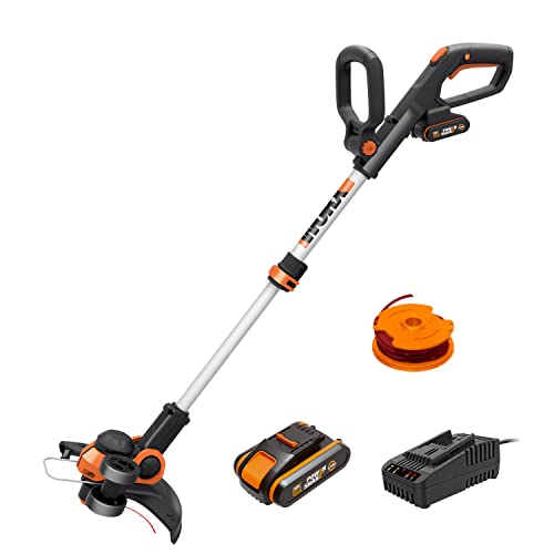 Worx Wg163E Decespugliatore Tagliabordi A Batteria 20V, Stelo In Alluminio Regolabile , Rasaerba Elettrico Da Giardino, Diametro Taglio 30 Cm E Filo D