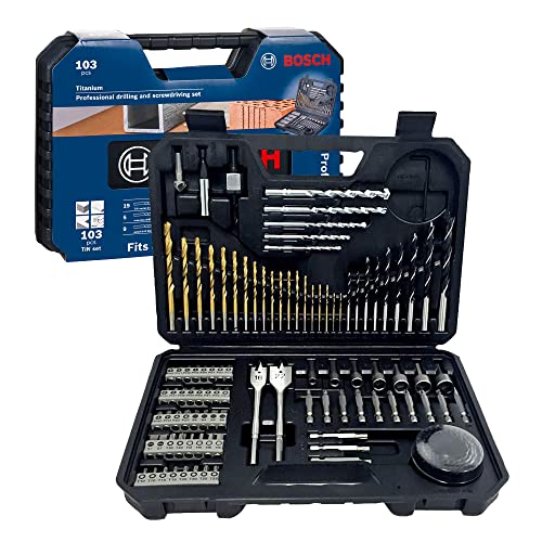 Bosch Accessories Set Punte E Bit Per Legno, Pietra Metallo, Accessori Utensili Di Foratura Avvitamento, 103 Pezzi