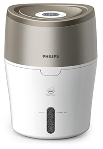 Philips Hu4803/01 Umidificatore D'Aria, Tecnologia Nanocloud, Evaporazione Naturale, 2 L, 220 Ml/H, Per Stanze Fino A 25 M², Metallico/Bianco