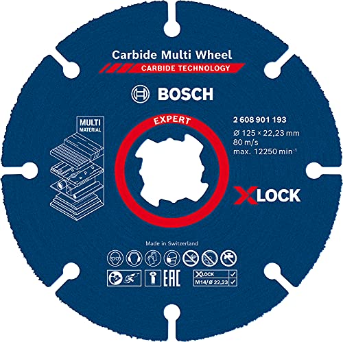 Bosch Accessories 1X Mole Da Taglio X-Lock Expert Carbide Multi Wheel (Per Legno Duro, Ø 125 Mm, X-Lock, Accessorio Smerigliatrice Angolare Piccola)