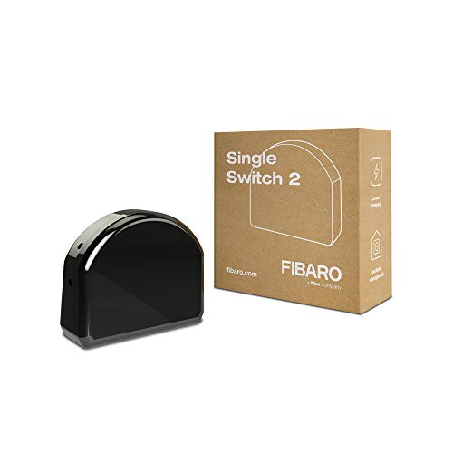 Fibaro Interruttore Relè A Commutazione Singola 2/Z-Wave Plus, Trigger On/Off Wireless, Fgs-213, Nero