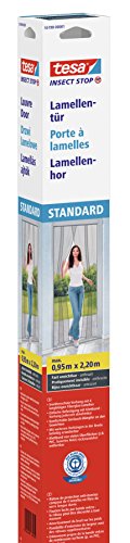Tesa Insect Stop Zanzariera Lamellare Per Porta Standard - Zanzariera In 4 Pezzi Con Nastro Adesivo Attacca & Stacca - Senza Perforazione - Antracite,