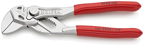 Knipex Pinza Chiave Mini Pinza E Chiave In Un Unico Utensile Cromata, Rivestiti In Resina Sintetica 125 Mm (Confezione Self-Service/Blister) 86 03 125