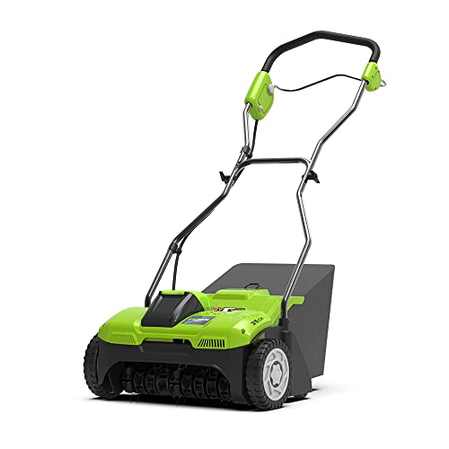 Greenworks G40Dt35 Scarificatore Aeratore E Rastrello A Batteria, 3600Giri/Min., Larghezza 36Cm, 4 Profondità, Vano Di Raccolta 30L, Senza Batteria 40
