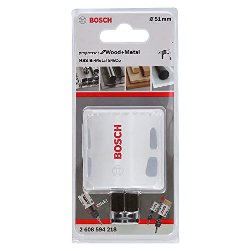 Bosch Professional 2608594218 Sega A Tazza For Wood & Metal, Legno E Metallo, Accessorio Per Foratrice, Ø 51 Mm