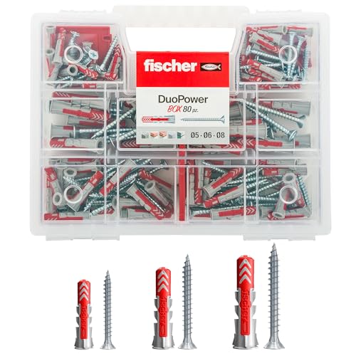 Fischer Kit Duopower Valigetta 80 Tasselli Universali Duopower Con Vite Assortiti, Trasparente