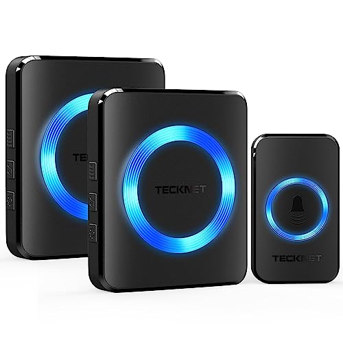 Campanelli Wireless, Tecknet Campanello Senza Fili Portatile Wireless Doorbell, 60 Suonerie, Indicatori Led, 400M Operativo A Grande Distanza, 5 Volum