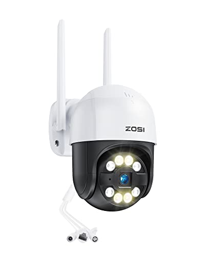 Zosi 1080P Telecamera Wifi Esterna Con Spina, Videocamera Di Sorveglianza, Pan 355° E Tilt 140°, Visione Notturna A Colori, Rilevamento Di Persone E V