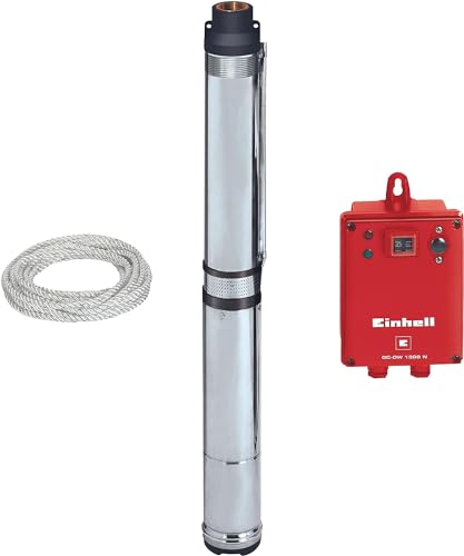 Einhell Gc-Dw 1300 N Pompa Di Profondità Acque Chiare (1300 W, Portata Max 5000 L/H, Prevalenza 65 M, Immersione Max 20M, 10 Giranti, Incl. 20 Metri C