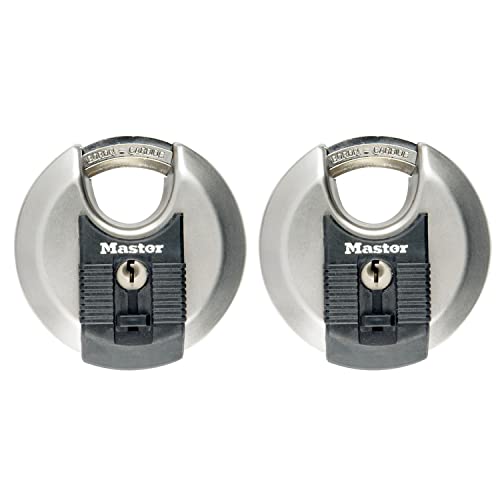Master Lock Lucchetto A Disco Resistente [Chiave] [Acciaio Inossidabile] [Esterno] [Confezione Da 2] M40Eurt — Ideale Per Unità Di Stoccaggio, Capanno