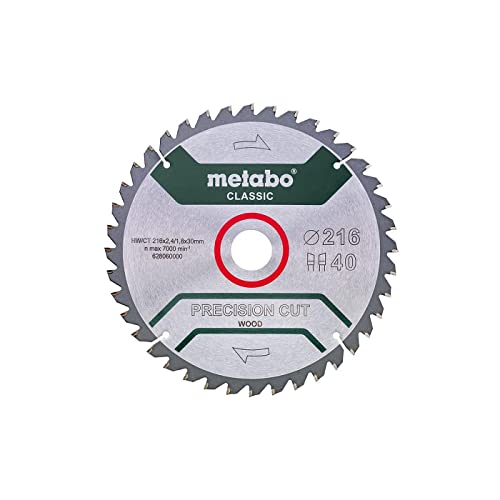 Metabo 628060000 Lama Per Sega Circolare Hw/Ct 216X30, 40 Wz 5° Neg, 216 X 2.4 X 30 Mm