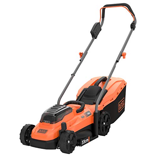 Black+Decker Tagliaerba A Batteria Litio Ampiezza Taglio 33 Cm, Capacità Di Raccolta 35 Litri, Impugnatura Ergonomica 18 V 2.5 Ah, Bcmw3318L2-Qw