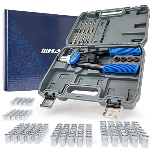 Haskyy Rivettatrice I Dado A Rivetto Con M5, M6, M8, M10, M12 I Impugnatura In Tpr I Risparmio Energetico I Adatta Per Acciaio Spessore 2-3 Mm I 150 D