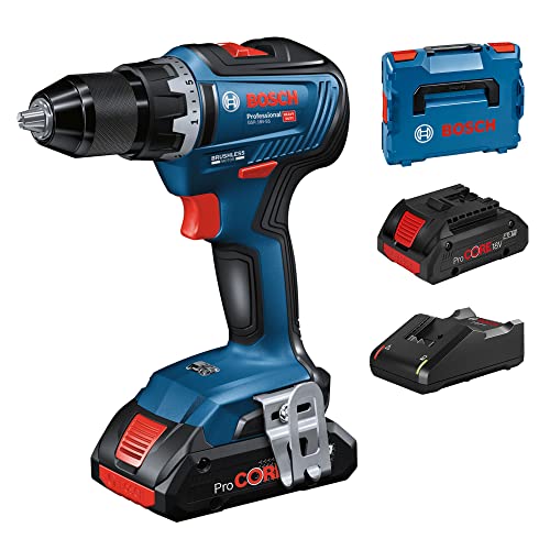 Bosch Professional 18V System Trapano-Avvitatore A Batteria Gsr 18V-55 (Incl. 2 Batterie Da 4,0 Ah Procore, Caricabatteria Gal 18V-40, In L-Boxx)