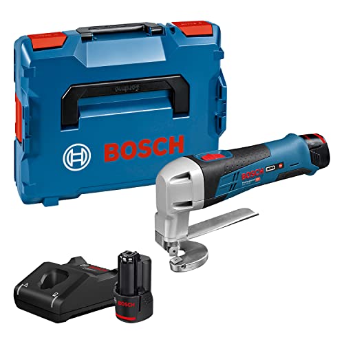 Bosch Professional 12V System Cesoia Per Lamiera A Batteria Gsc 12V-13 (Incl. 2 Batterie 2,0Ah, Caricabatteria Rapido Gal 12V-40, Chiave A Brugola, In