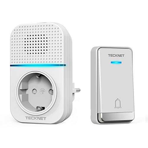 Tecknet Campanello Senza Fili, Campanello Wireless Impermeabile Con Senza Batteria, Utilizzare Nella Presa Eu, Display A Led, 5 Livelli Di Volume, 60
