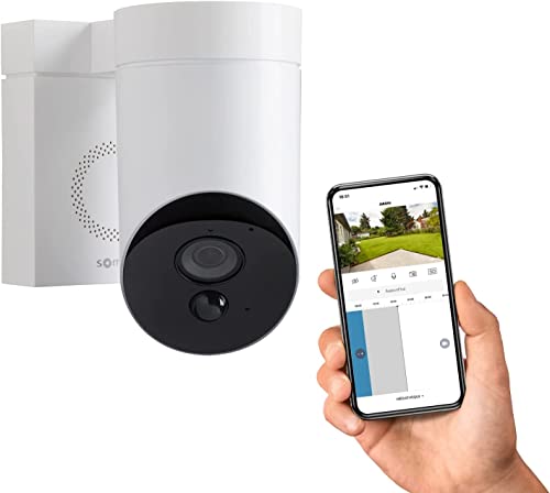Somfy 2401563 - Telecamera Da Esterno Bianca - Telecamera Di Sorveglianza Wifi Da Esterno - 1080P Full Hd - Sirena 110 Db