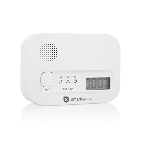 Smartwares Rilevatore Di Monossido Di Carbonio - Sensore Di 10 Anni - Batterie Da 3 Anni - Con Display E Pulsante Test - Fga-13041