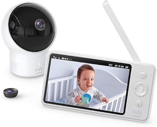 Baby Monitor, Video Baby Monitor Di Sicurezza Spaceview Eufy, Ideale Per Nuovi Genitori, Display Lcd 5, Lenti Grandangolo 110° Incluse, Risoluzione Hd
