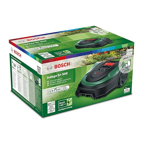 Bosch Home And Garden Robot Rasaerba Indego S+ 500 (Con Batteria Da 18 V E Funzione App, Stazione Di Ricarica Inclusa, Larghezza Di Taglio 19 Cm, Per 