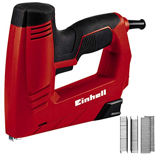 Einhell Electric Nailer Tc-En 20 E (For Type 53 Staples, Type 47 Nails, 20 Shots Per Minute, Electronic Impact Force Preset, Safety Nose, Incl. 1000 S