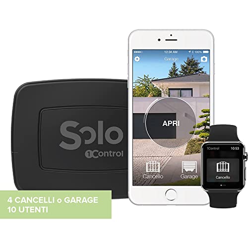 1Control Solo 2 Gen, Apricancello Bluetooth 4.0 Per Smartphone Per Cancelli E Porte Garage Controllati Da Radiocomando, Nero