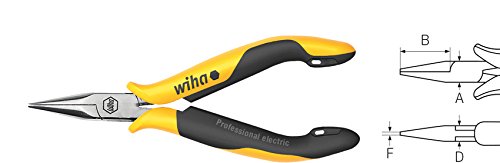 Wiha Alicates De Boca Semi-Redonda Professional Esd Con Forma Recta 120 Mm, 4 3/4" (26799)
