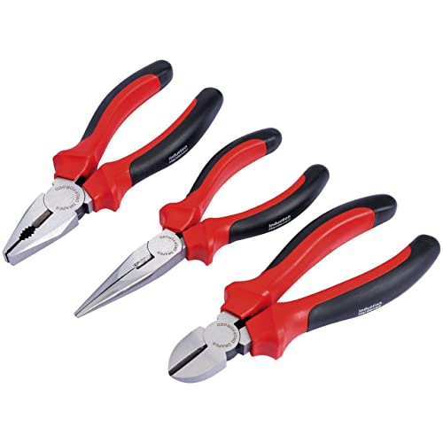 Draper Redline 68001 - Set Di Pinze Robuste Da 160 Mm Con Impugnature Morbide, 3 Pz