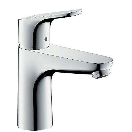 Hansgrohe Focus - Rubinetto Per Lavabo Con Scarico A Tirante, Miscelatore Lavabo Risparmio Idrico (Ecosmart) Con Altezza Bocca 100 Mm, Cromo