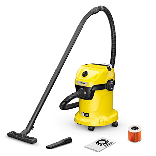 Kärcher Wd 3 V-17/4/20 - Bidone Aspiratutto Solidi Liquidi, Potente Aspirapolvere Da 200Aw, 1000W, Con Sacco, Funzione Soffiante, Giallo/Nero