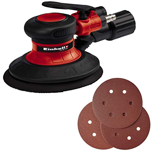 Einhell Tc-Pe 150 Smerigliatrice Rotorbitale Pneumatica (Diam. Platorello 15 Mm, Incl. 6 Carte Abrasive, Raccordo Rapido, Chiave Per Dadi)