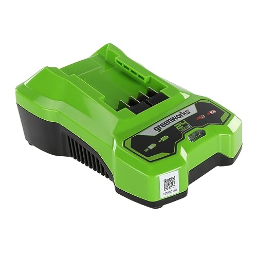 Greenworks Caricabatterie 24V 2A, Adatto Alle Batterie Da 24V Greenworks G24B2 E G24B4, Caricabatteria Originale Greenworks, Installazione A Muro + In