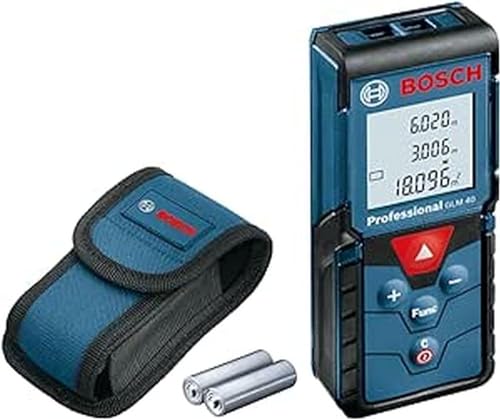 Bosch Professional Glm 40 Distanziometro Laser Con Funzione Di Memorizzazione, Confezione In Cartone, Custodia Protettiva, Blu, Misurazione: 0.15 - 40