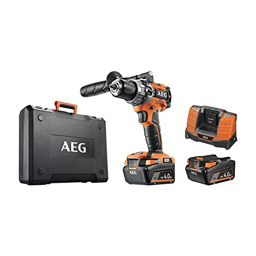 Aeg Bsb18C2Bl Li-402C Trapano A Percussione Brushless 18V Compatto, 2 Batterie Da 4.0Ah, Impugnatura Ergonomica, Lungo 183Mm, 2 Velocità: 0-500 / 0-19