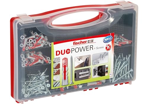 Fischer Redbox Duopower Valigetta 140 Tasselli Duopower Con Vite Assortiti Per Fissaggio Su Muro Pieno, Mattone Forato, Cartongesso E Calcestruzzo Cel