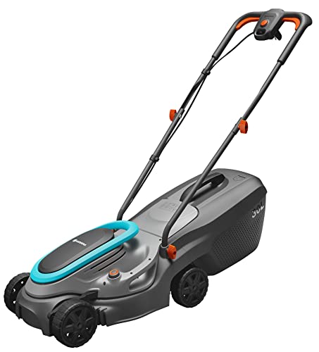 Gardena Rasaerba Elettrico Powermax 32/1200 G2: Tosaerba Fino A 300 M², Potenza 1200 W, Larghezza Taglio 32 Cm, Capacità 30 L, Altezza Taglio 35–65 Mm