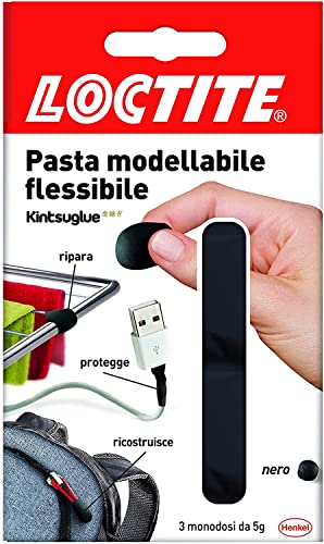Loctite Kintsuglue Pasta Modellabile, Pasta Adesiva Flessibile Nera Per Riparare, Ricostruire E Proteggere Oggetti, Colla Modellabile Impermeabile E P