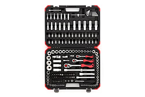 Gedore Set Di Chiavi A Bussola 1/4", 5/16", 3/8", 1/2", 172 Pezzi, Nero Rosso