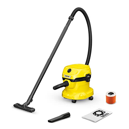 Kärcher Wd 2 Plus V-12/4/18/C - Bidone Aspiratutto Solidi Liquidi, Potente Aspirapolvere Portatile Da 180Aw, 1000W, Con Sacco, Funzione Soffiante