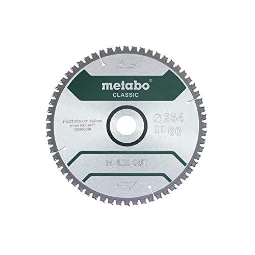 Metabo Lama Per Sega "Multi Cut – Classic", 254 X 2,6/1,8 X 30 Z60 Fz/Tz 5°Neg (628285000) Diametro X Larghezza Di Taglio X Foro: 254 X 2,6 X 30 Mm, M