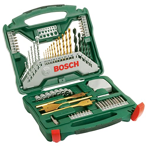 Bosch Accessories Set Da 70 Pezzi Di Punte E Bit Avvitamento In Titanio X-Line, Per Legno, Pietra Metallo, Accessori Trapano