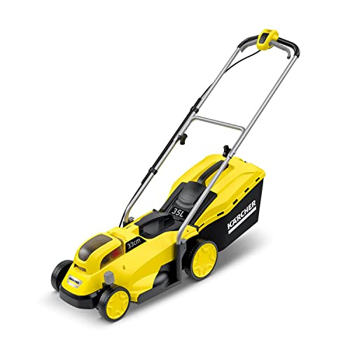 Kärcher Rasaerba A Batteria 18 V Lmo 18-33, Larghezza Di Taglio 33 Cm, Altezza Di Taglio 35-65 Mm, Cesto Raccoglierba 35 Litri, Capacità Fino A 250 M²