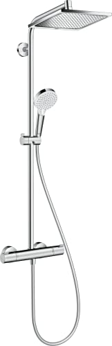 Hansgrohe Crometta E - Colonna Doccia Con Miscelatore Termostatico, Sistema Doccia (240 X 240 Mm) Con Rubinetto, Doccetta (2 Getti), Tubo, Asta E Soff