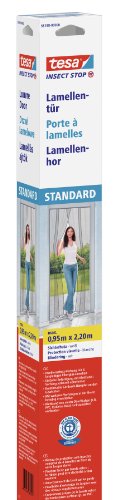 Tesa Insect Stop Zanzariera Lamellare Per Porta Standard, Zanzariera In 4 Pezzi Con Nastro Adesivo Attacca & Stacca, Senza Perforazione, Bianco, 95 Cm