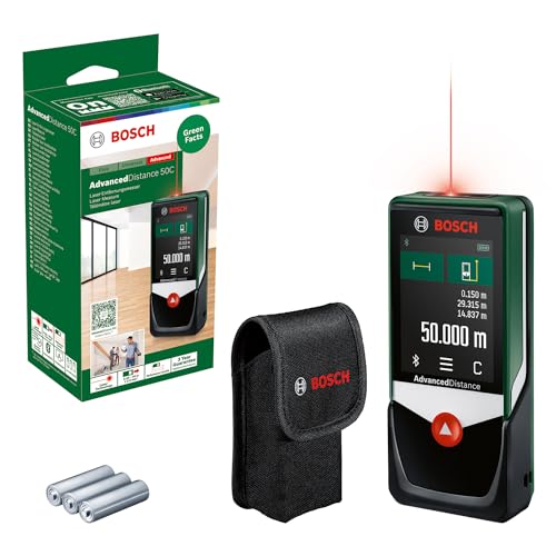 Bosch Home And Garden Advanced Distance 50 C Distanziometro Laser (Misura Distanze Con Precisione Fino A 50 M, Display Touch, Funzioni Di Misurazione
